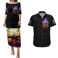 Halloween Skull Couples Matching Puletasi and Hawaiian Shirt Please Excuse My Resting Witch Face - Wonder Print Shop