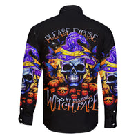 Halloween Skull Family Matching Long Sleeve Bodycon Dress and Hawaiian Shirt Please Excuse My Resting Witch Face - Wonder Print Shop