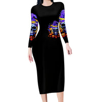 Halloween Skull Family Matching Long Sleeve Bodycon Dress and Hawaiian Shirt Please Excuse My Resting Witch Face - Wonder Print Shop