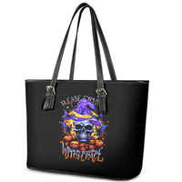 Halloween Skull Leather Tote Bag Please Excuse My Resting Witch Face - Wonder Print Shop