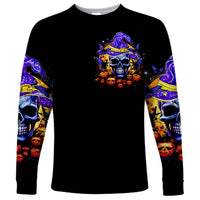 Halloween Skull Long Sleeve Shirt Please Excuse My Resting Witch Face - Wonder Print Shop