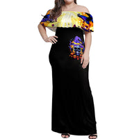 Halloween Skull Off Shoulder Maxi Dress Please Excuse My Resting Witch Face - Wonder Print Shop