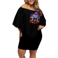 Halloween Skull Off Shoulder Short Dress Please Excuse My Resting Witch Face - Wonder Print Shop