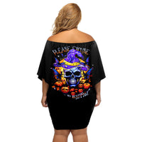 Halloween Skull Off Shoulder Short Dress Please Excuse My Resting Witch Face - Wonder Print Shop