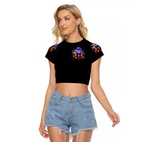 Halloween Skull Raglan Cropped T Shirt Please Excuse My Resting Witch Face - Wonder Print Shop