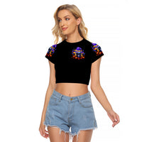 Halloween Skull Raglan Cropped T Shirt Please Excuse My Resting Witch Face - Wonder Print Shop