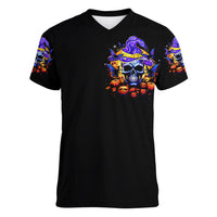 Halloween Skull Women V Neck T Shirt Please Excuse My Resting Witch Face - Wonder Print Shop