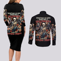 Angel Skull Couples Matching Long Sleeve Bodycon Dress and Long Sleeve Button Shirts Sometimes An Angel Sometimes A Hellraiser - Wonder Print Shop