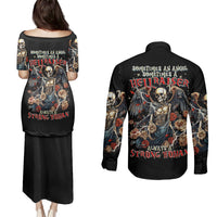 Angel Skull Couples Matching Puletasi Dress and Long Sleeve Button Shirts Sometimes An Angel Sometimes A Hellraiser - Wonder Print Shop