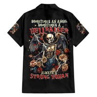 Angel Skull Family Matching Off Shoulder Long Sleeve Dress and Hawaiian Shirt Sometimes An Angel Sometimes A Hellraiser - Wonder Print Shop