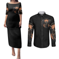 Warrior Skull Couples Matching Puletasi Dress and Long Sleeve Button Shirts Warriors Are The One Who Always Fight - Wonder Print Shop