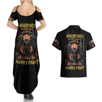 Warrior Skull Couples Matching Summer Maxi Dress and Hawaiian Shirt Warriors Are The One Who Always Fight - Wonder Print Shop