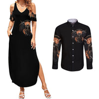 Warrior Skull Couples Matching Summer Maxi Dress and Long Sleeve Button Shirts Warriors Are The One Who Always Fight - Wonder Print Shop
