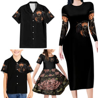 Warrior Skull Family Matching Long Sleeve Bodycon Dress and Hawaiian Shirt Warriors Are The One Who Always Fight - Wonder Print Shop