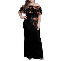 Warrior Skull Family Matching Off Shoulder Maxi Dress and Hawaiian Shirt Warriors Are The One Who Always Fight - Wonder Print Shop