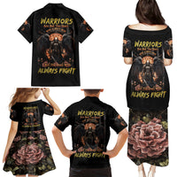 Warrior Skull Family Matching Puletasi and Hawaiian Shirt Warriors Are The One Who Always Fight - Wonder Print Shop