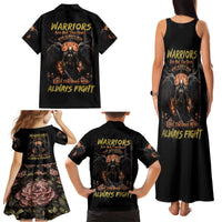Warrior Skull Family Matching Tank Maxi Dress and Hawaiian Shirt Warriors Are The One Who Always Fight - Wonder Print Shop