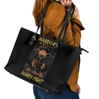 Warrior Skull Leather Tote Bag Warriors Are The One Who Always Fight - Wonder Print Shop
