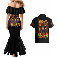 Witch Skull Couples Matching Mermaid Dress and Hawaiian Shirt Witches With Hitches - Wonder Print Shop