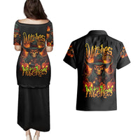 Witch Skull Couples Matching Puletasi Dress and Hawaiian Shirt Witches With Hitches - Wonder Print Shop