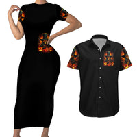 Witch Skull Couples Matching Short Sleeve Bodycon Dress and Hawaiian Shirt Witches With Hitches - Wonder Print Shop