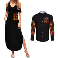 Witch Skull Couples Matching Summer Maxi Dress and Long Sleeve Button Shirts Witches With Hitches - Wonder Print Shop
