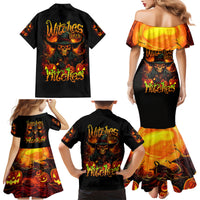 Witch Skull Family Matching Mermaid Dress and Hawaiian Shirt Witches With Hitches - Wonder Print Shop