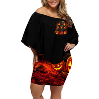 Witch Skull Family Matching Off Shoulder Short Dress and Hawaiian Shirt Witches With Hitches - Wonder Print Shop