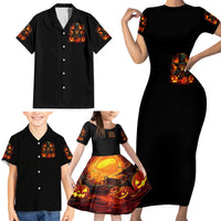 Witch Skull Family Matching Short Sleeve Bodycon Dress and Hawaiian Shirt Witches With Hitches - Wonder Print Shop