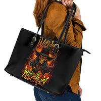 Witch Skull Leather Tote Bag Witches With Hitches - Wonder Print Shop