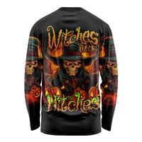 Witch Skull Long Sleeve Shirt Witches With Hitches - Wonder Print Shop