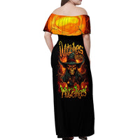 Witch Skull Off Shoulder Maxi Dress Witches With Hitches - Wonder Print Shop