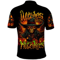 Witch Skull Polo Shirt Witches With Hitches - Wonder Print Shop