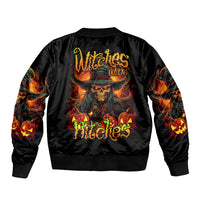 Witch Skull Sleeve Zip Bomber Jacket Witches With Hitches - Wonder Print Shop