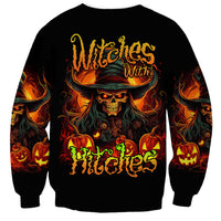 Witch Skull Sweatshirt Witches With Hitches - Wonder Print Shop