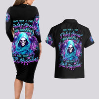 Fairy Skull Couples Matching Long Sleeve Bodycon Dress and Hawaiian Shirt Once Upon A Time I Was Sweet And Innocent And Then Shit Happens - Wonder Print Shop