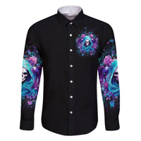 Fairy Skull Family Matching Off Shoulder Long Sleeve Dress and Hawaiian Shirt Once Upon A Time I Was Sweet And Innocent And Then Shit Happens - Wonder Print Shop