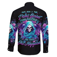 Fairy Skull Family Matching Off Shoulder Short Dress and Hawaiian Shirt Once Upon A Time I Was Sweet And Innocent And Then Shit Happens - Wonder Print Shop