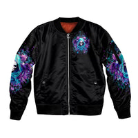 Fairy Skull Sleeve Zip Bomber Jacket Once Upon A Time I Was Sweet And Innocent And Then Shit Happens - Wonder Print Shop