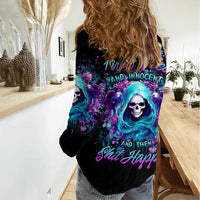 Fairy Skull Women Casual Shirt Once Upon A Time I Was Sweet And Innocent And Then Shit Happens - Wonder Print Shop