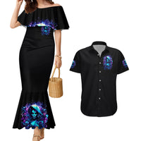 Witch Skull Couples Matching Mermaid Dress and Hawaiian Shirt I Was Born With My Heart On My Sleeve A Fire In My Soul And Amout Can't Control - Wonder Print Shop
