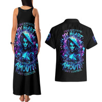 Witch Skull Couples Matching Tank Maxi Dress and Hawaiian Shirt I Was Born With My Heart On My Sleeve A Fire In My Soul And Amout Can't Control - Wonder Print Shop
