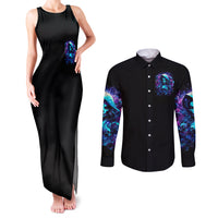 Witch Skull Couples Matching Tank Maxi Dress and Long Sleeve Button Shirt I Was Born With My Heart On My Sleeve A Fire In My Soul And Amout Can't Control - Wonder Print Shop