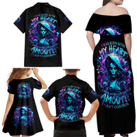 Witch Skull Family Matching Off Shoulder Maxi Dress and Hawaiian Shirt I Was Born With My Heart On My Sleeve A Fire In My Soul And Amout Can't Control - Wonder Print Shop