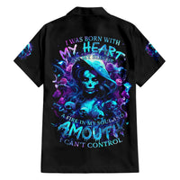 Witch Skull Family Matching Short Sleeve Bodycon Dress and Hawaiian Shirt I Was Born With My Heart On My Sleeve A Fire In My Soul And Amout Can't Control - Wonder Print Shop
