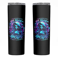 Witch Skull Skinny Tumbler I Was Born With My Heart On My Sleeve A Fire In My Soul And Amout Can't Control - Wonder Print Shop