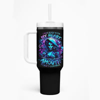 Witch Skull Tumbler With Handle I Was Born With My Heart On My Sleeve A Fire In My Soul And Amout Can't Control - Wonder Print Shop