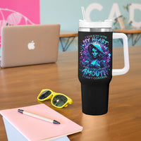 Witch Skull Tumbler With Handle I Was Born With My Heart On My Sleeve A Fire In My Soul And Amout Can't Control - Wonder Print Shop