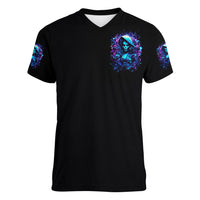 Witch Skull Women V Neck T Shirt I Was Born With My Heart On My Sleeve A Fire In My Soul And Amout Can't Control - Wonder Print Shop