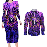 Sunflower Skull Couples Matching Long Sleeve Bodycon Dress and Long Sleeve Button Shirt The Good Girl In Me Got Tired Of The Bullshit - Wonder Print Shop